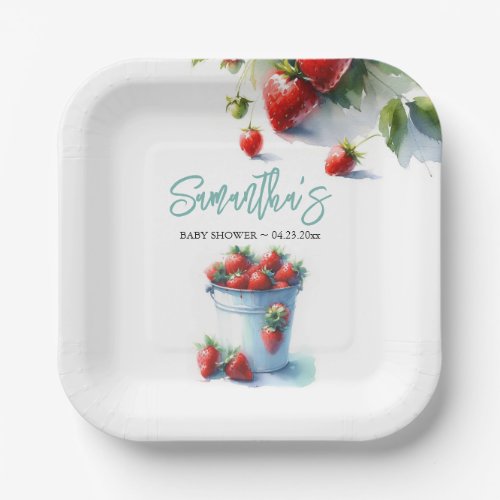 Berry Sweet Strawberry Baby Shower Disposable Paper Plates