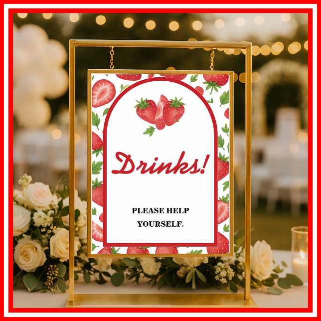 Berry Sweet | Strawberry Baby Shower Drinks Sign (Creator Uploaded)
