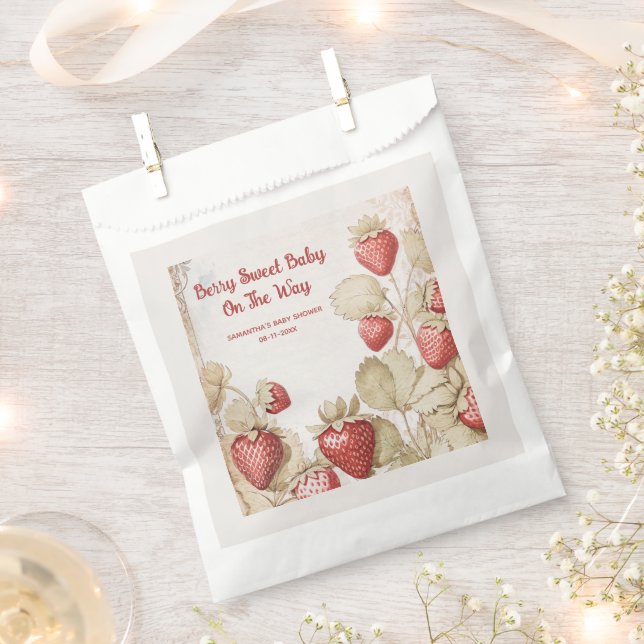 Berry Sweet Strawberry baby shower  Favor Bag (Clipped)