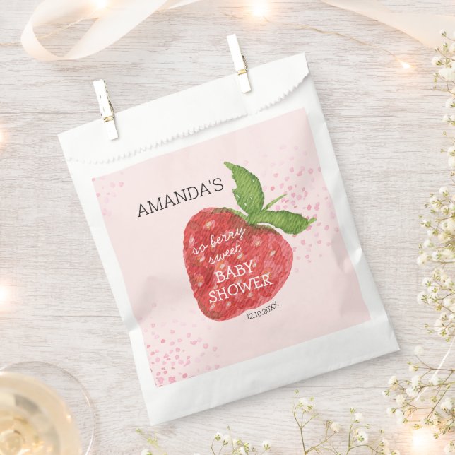 Berry Sweet Strawberry Baby Shower  Favor Bag (Clipped)