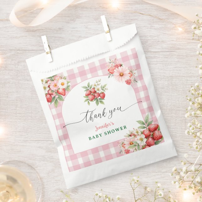 Berry Sweet Strawberry Baby Shower Favor Bag (Clipped)