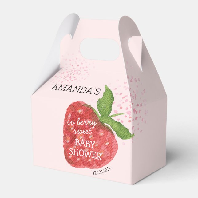 Berry Sweet Strawberry Baby Shower Favor Boxes (Front Side)
