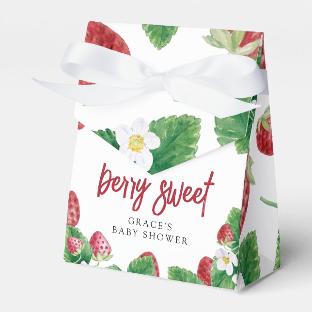 Berry Sweet Strawberry Baby Shower  Favor Boxes (Front Side)