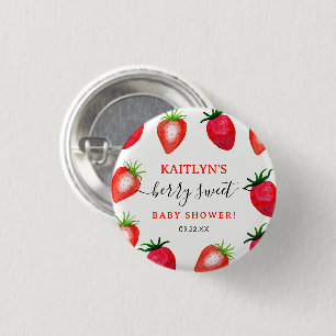 Berry Sweet Strawberry Baby Shower Favor Button