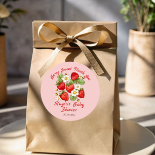 Berry sweet strawberry baby shower favor classic round sticker