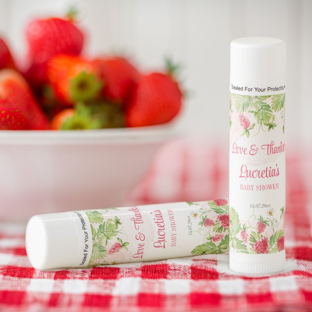 Berry sweet strawberry baby shower favor gifts lip balm (Berry sweet strawberry baby shower favor gifts personalized lip balm affordable practical favors)