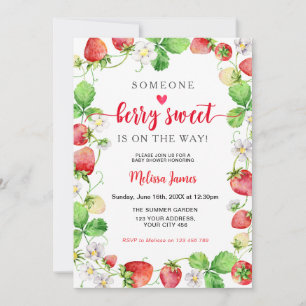 Berry Sweet Strawberry Baby Shower Invitation