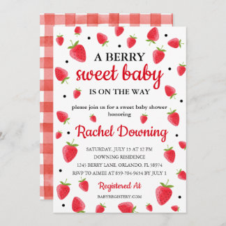 Berry Sweet Strawberry Baby Shower Invitation