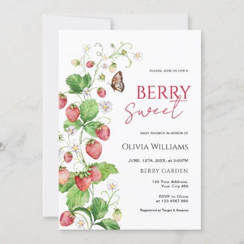 Berry Sweet Strawberry Baby Shower Invitation