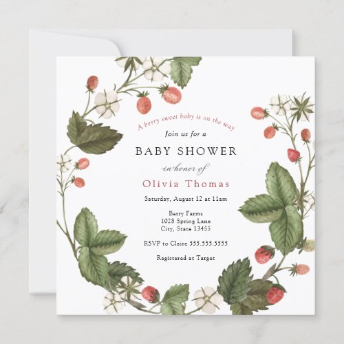 Berry Sweet Strawberry Baby Shower Invitation