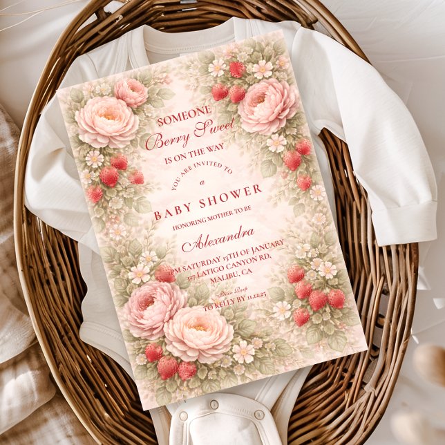 Berry Sweet Strawberry Baby Shower Invitation (Creator Uploaded)