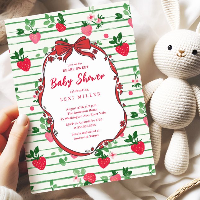 Berry Sweet Strawberry Baby Shower Invitation (Creator Uploaded)