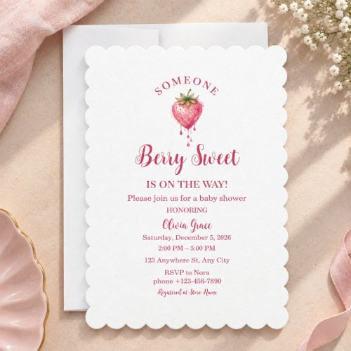 Berry Sweet Strawberry Baby Shower Invitation