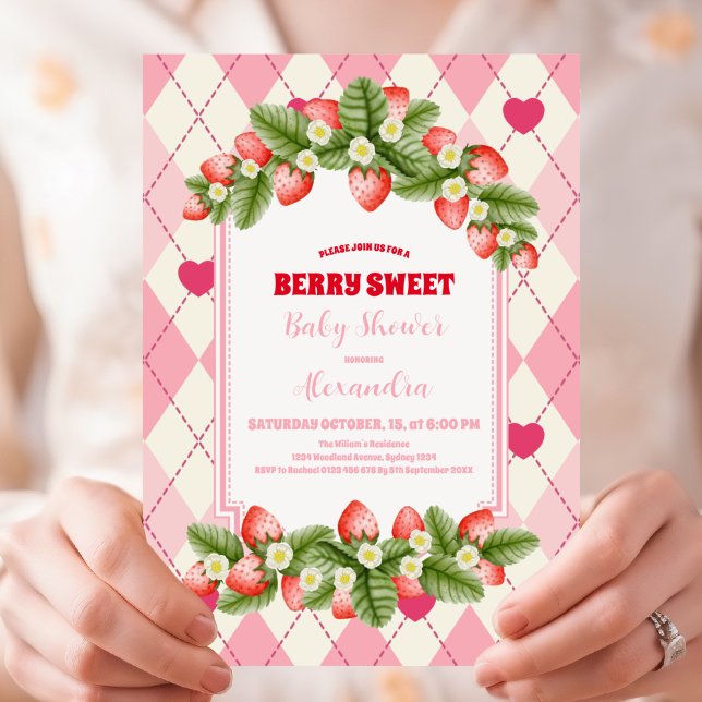Berry Sweet Strawberry  Baby Shower  Invitation (Creator Uploaded)