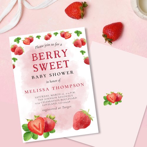 Berry Sweet Strawberry Baby Shower Invitation