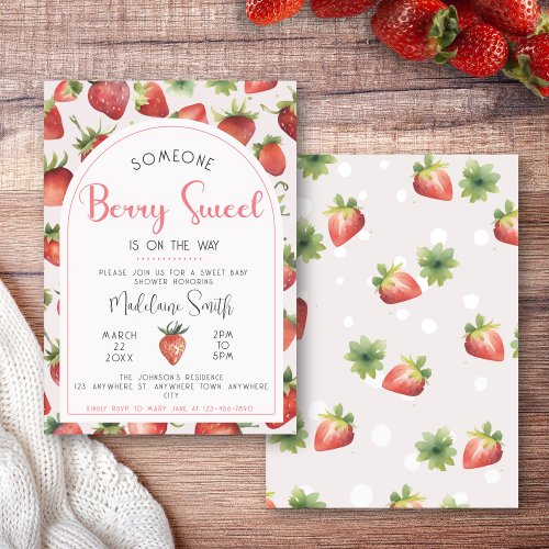 Berry Sweet Strawberry Baby Shower Invitation