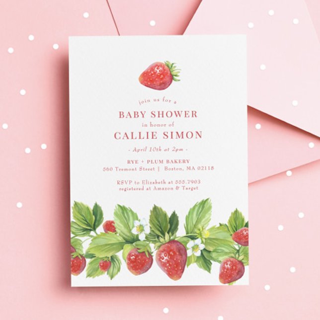 Berry Sweet Strawberry Baby Shower Invitation (Creator Uploaded)