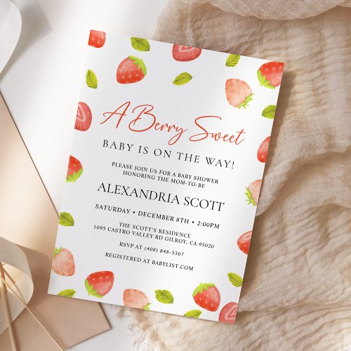 Berry Sweet Strawberry Baby Shower Invitation