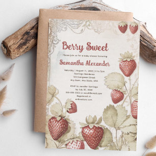 Berry Sweet strawberry baby shower Invitation