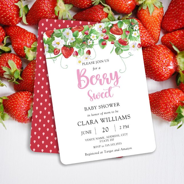 Berry Sweet Strawberry Baby Shower Invitation (Creator Uploaded)