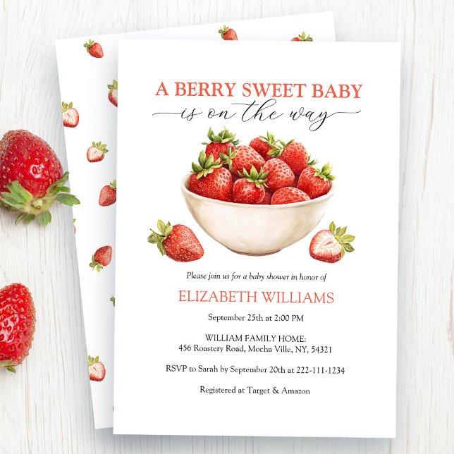 Berry Sweet Strawberry Baby Shower Invitation (Creator Uploaded)