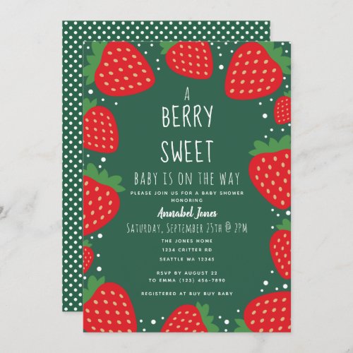 Berry Sweet Strawberry Baby Shower Invitation