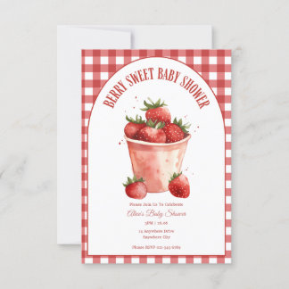 Berry Sweet Strawberry Baby Shower Invitation