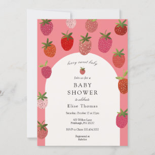 Berry Sweet Strawberry Baby Shower  Invitation