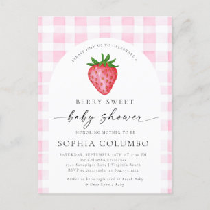 Berry Sweet Strawberry Baby Shower Invitation Postcard