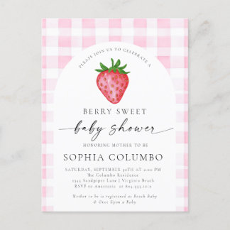 Berry Sweet Strawberry Baby Shower Invitation Postcard