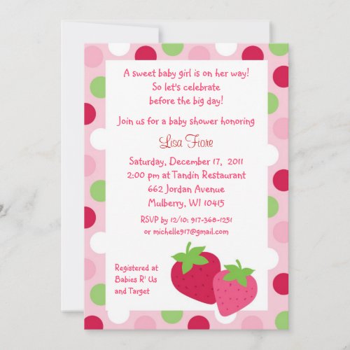 Berry Sweet Strawberry Baby Shower Invitations