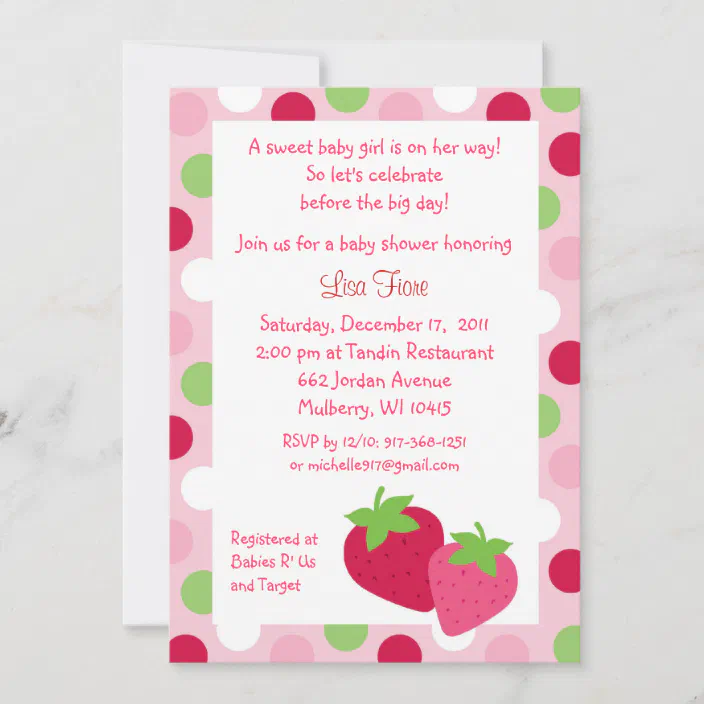 DIGITAL Invitation STRAWBERRY SHORTCAKE Themed Baby Shower Invitation A Berry Special Occasion 5X7 Baby Shower Invite