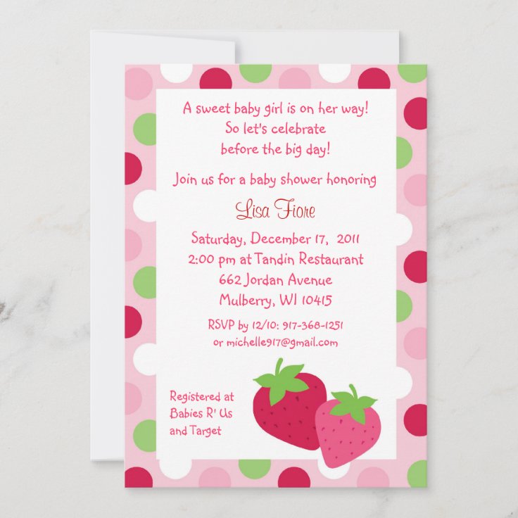 Berry Sweet Strawberry Baby Shower Invitations | Zazzle