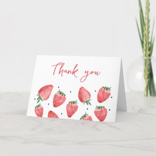 Berry Sweet Strawberry Baby Shower  Letterpress Thank You Card
