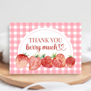 Berry Sweet Strawberry Baby Shower Letterpress Thank You Card