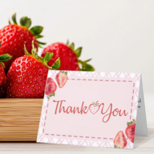 Berry Sweet Strawberry Baby Shower Letterpress Thank You Card