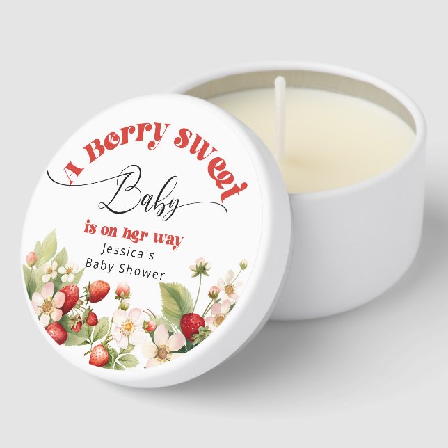 Berry sweet Strawberry baby shower  Mini Candle Favors (Corner)