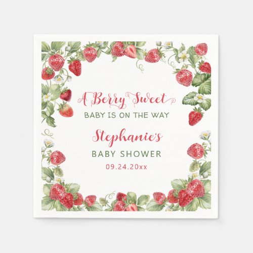 Berry Sweet Strawberry Baby Shower Napkins