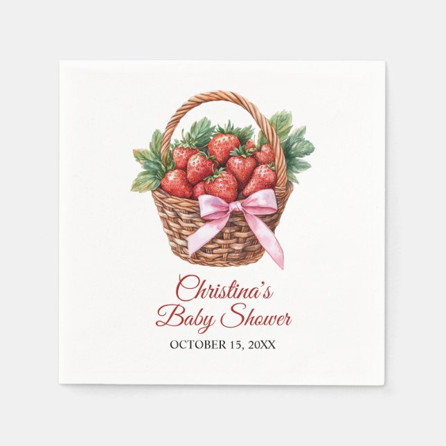 Berry Sweet Strawberry Baby Shower Napkins (Front)