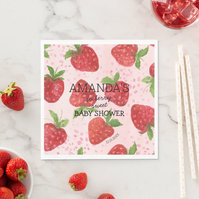 Berry Sweet Strawberry Baby Shower  Napkins (Insitu)