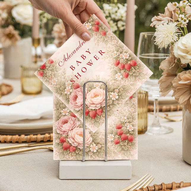 Berry Sweet Strawberry Baby Shower Napkins (Creator Uploaded)
