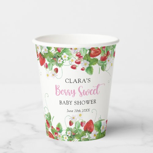 Berry Sweet Strawberry Baby Shower  Paper Cups