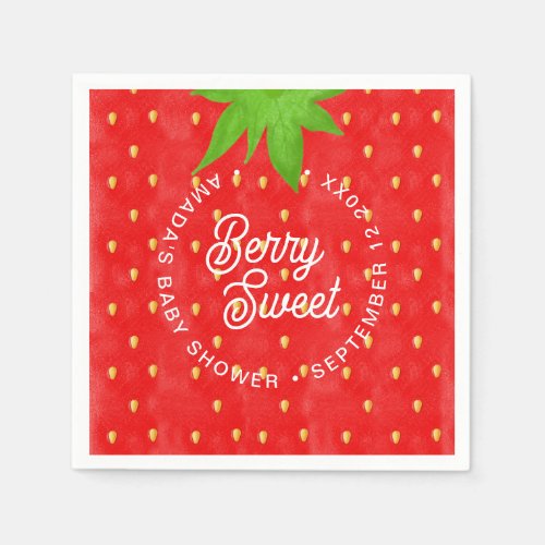 Berry Sweet Strawberry Baby Shower Paper  Napkins
