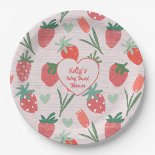 Berry Sweet Strawberry Baby Shower Paper Plate