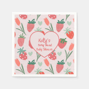 Berry Sweet Strawberry Baby Shower Paper Plate Napkins