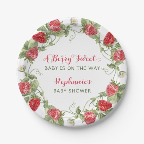 Berry Sweet Strawberry Baby Shower Paper Plates