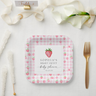 Berry Sweet Strawberry Baby Shower Paper Plates