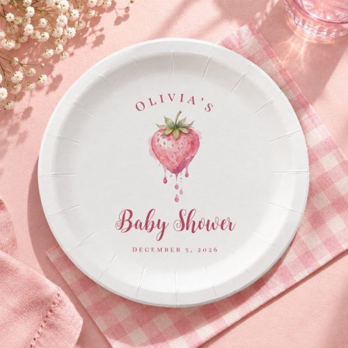 Berry Sweet Strawberry Baby Shower  Paper Plates