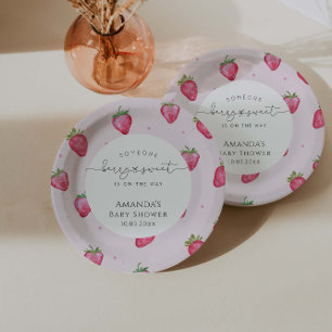 Berry Sweet Strawberry Baby Shower Paper Plates