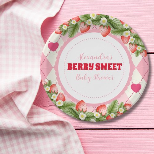 Berry Sweet Strawberry Baby Shower  Paper Plates